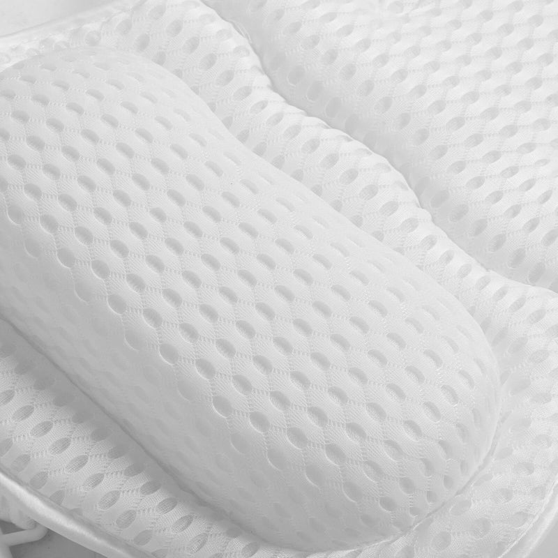 White Bath Pillow for Tub Neck and Back Support with Non Slip Suction Cups Ergonomic Headrest Machine Washable - Image 4