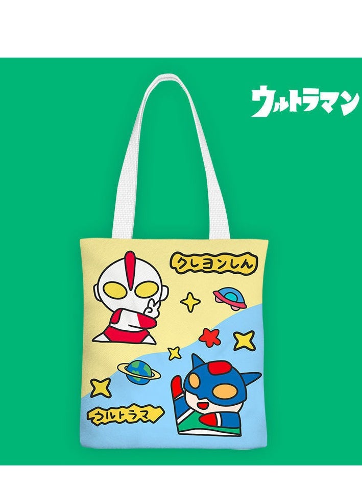 Generic Cartoon Ultraman canvas tote bag, double-sided printed student class tote bag, reusable beautiful eco-friendly bag, book shopping groceries cotton cute tote bag  - Image 1