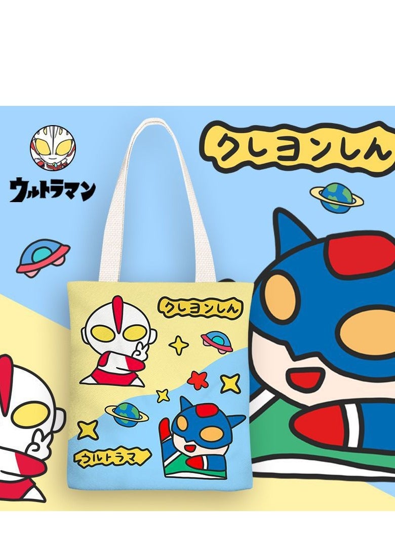 Generic Cartoon Ultraman canvas tote bag, double-sided printed student class tote bag, reusable beautiful eco-friendly bag, book shopping groceries cotton cute tote bag  - Image 2
