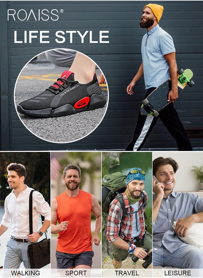 roaiss - Men's Slip-on Sneaker, Lightweight Breathable Running Shoes with Anti-Slip Outsole, Fashion Comfortable Walking Shoes, Mesh Sports Shoes, Suitable for Running, Walking, Jogging, Traveling and Daily Wear - Image 1