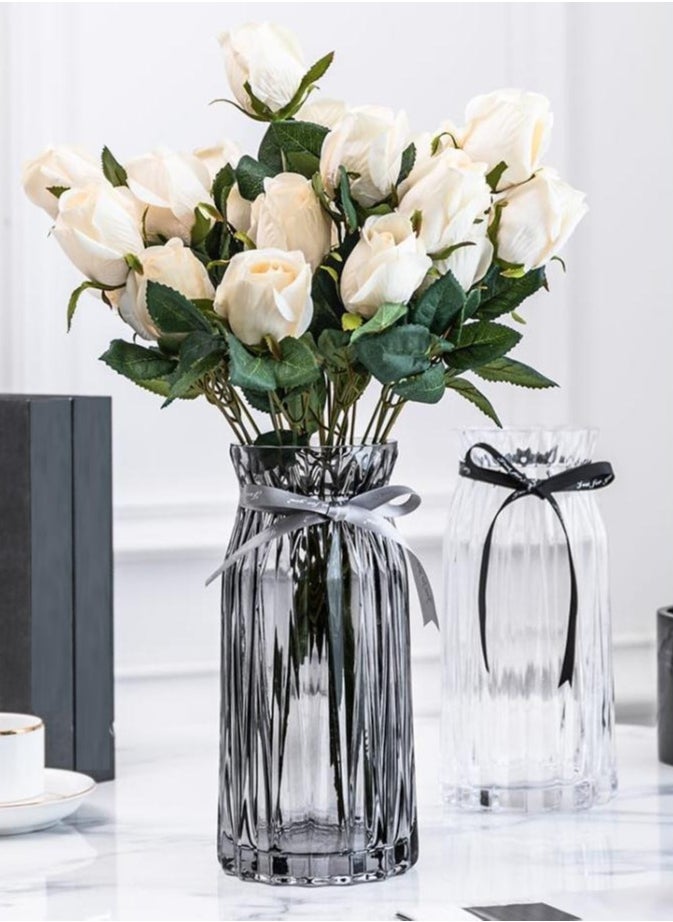 LINGWEI Flower Vase Clear Unique Shapes Glass Vase Bud Vase For Home Office Desktop Decoration  - Image 1