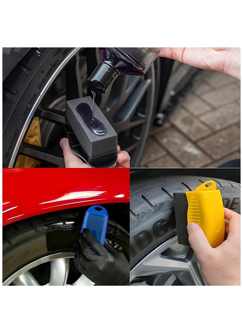 SYOSI - Tire Contour Dressing Applicator 2 Pcs, Car Wheel Dressing Shine Sponge with Lid, Polishing Sponge Wax Buffing Pads for Auto, Foam Brush with Cover, Automotive Cleaning Accessories (Yellow) - Image 1