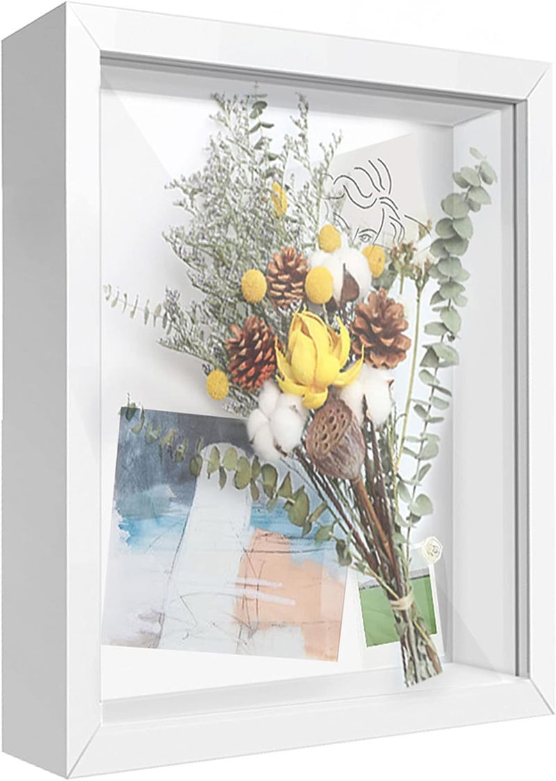 8x10 Shadow Box Frame Display Case with Letter Stickers, Display Case Box for Memorabilia, Baby Items, Wedding Memories, Crafts, Tickets and Photos (White, 8x10) - Image 1