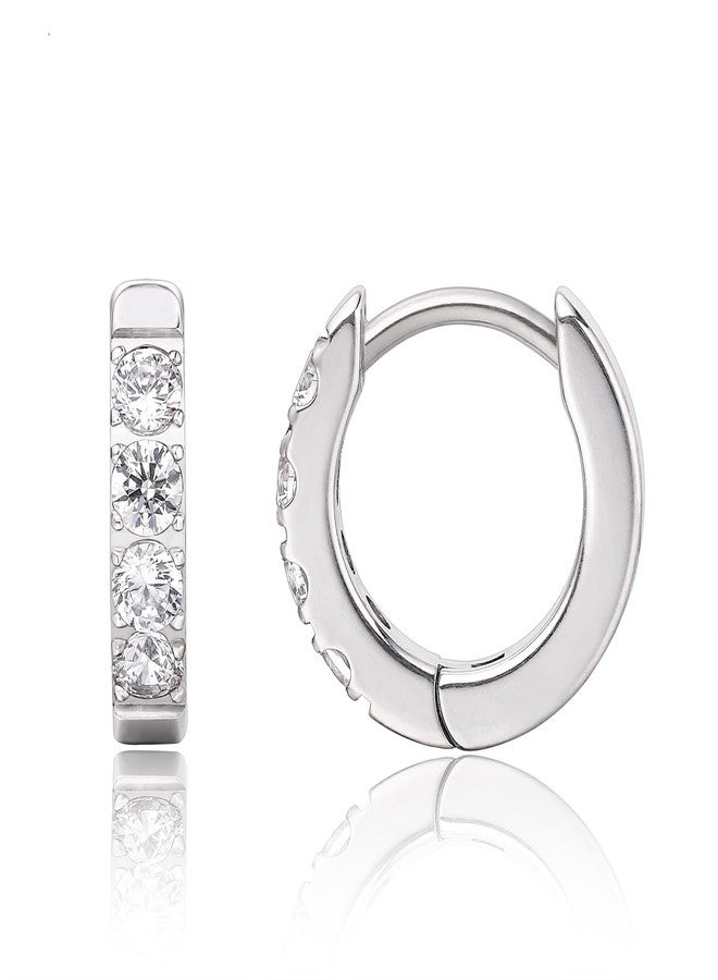 Limerencia G23 Pure Titanium Hypoallergenic Huggie Hoop Earrings for Women Sensitive Ears, 12 mm, Titanium, Cubic Zirconia - Image 1