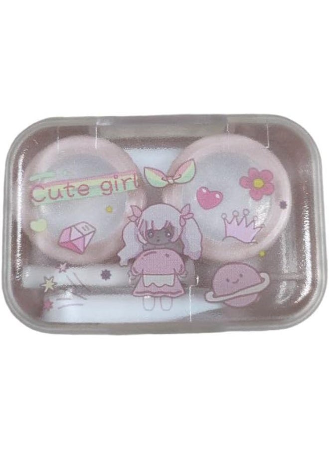 حافظة عدسات لاصقة سهلة الحمل للسفر - تصميم مدمج لحماية ونظافة العدسات -  زهري - Image 3