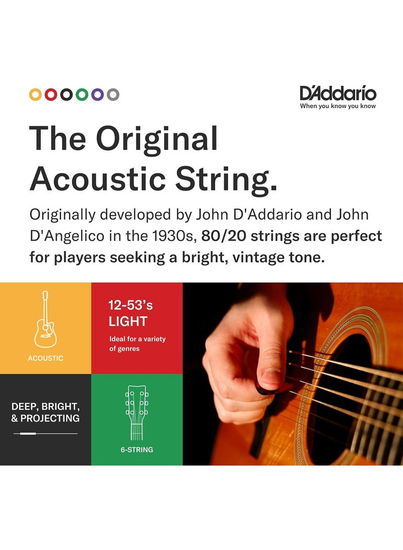 د'اداريو داداريو اوتار غيتار صوتية، 80/20 برونزي، EJ10، مقياس خفيف للغاية 10-47، مجموعة من 6 اوتار، عبوة من قطعة واحدة - Image 4