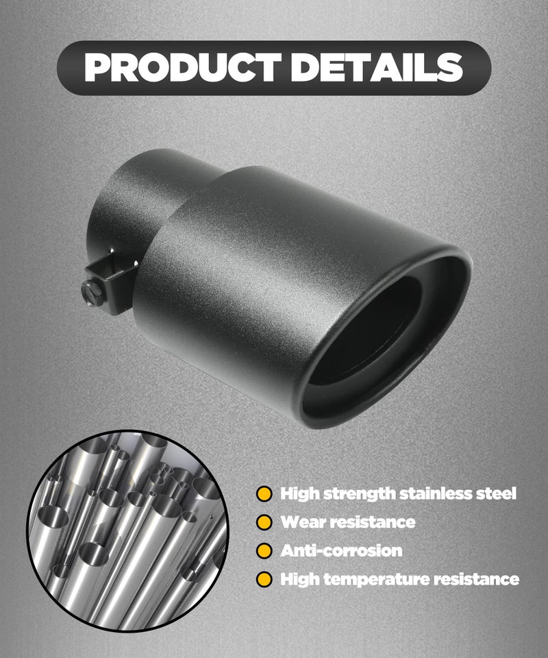 AOCISKA Universal Car Exhaust Tip,2.5" to 3.3" Stainless Steel Polished Finish Exhaust Slant Cut Tip,Professional Car Accessories Chrome-Plated Finish Tailpipe,Muffler Tip Replacement(Black) - Image 4