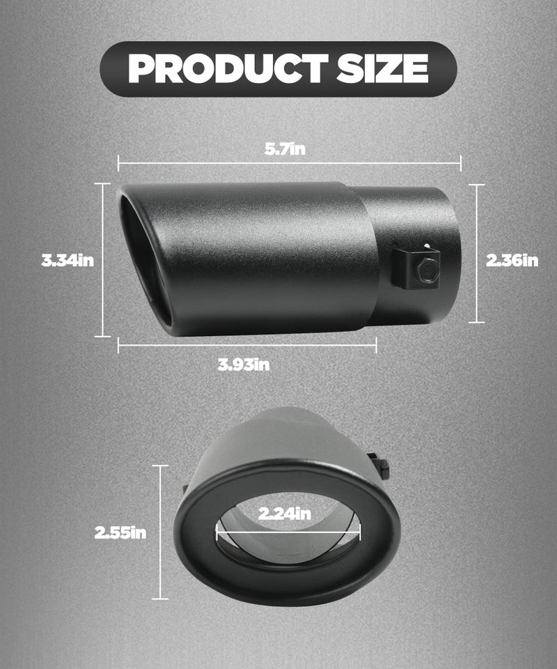 AOCISKA Universal Car Exhaust Tip,2.5" to 3.3" Stainless Steel Polished Finish Exhaust Slant Cut Tip,Professional Car Accessories Chrome-Plated Finish Tailpipe,Muffler Tip Replacement(Black) - Image 2