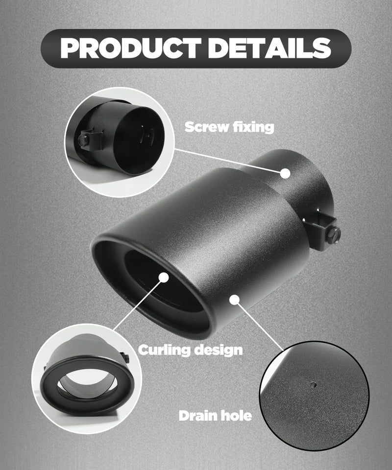 AOCISKA Universal Car Exhaust Tip,2.5" to 3.3" Stainless Steel Polished Finish Exhaust Slant Cut Tip,Professional Car Accessories Chrome-Plated Finish Tailpipe,Muffler Tip Replacement(Black) - Image 3