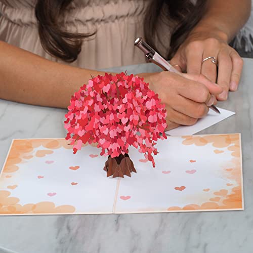 Paper Love 3D Heart Tree Romantic Pop Up Card, Gift for Birthday, Wedding, Anniversary, Thank You, Get Well, Valentines Day, Mothers Day & All Occasions, 5" x 7" Includes Envelope and Note Tag - Image 5