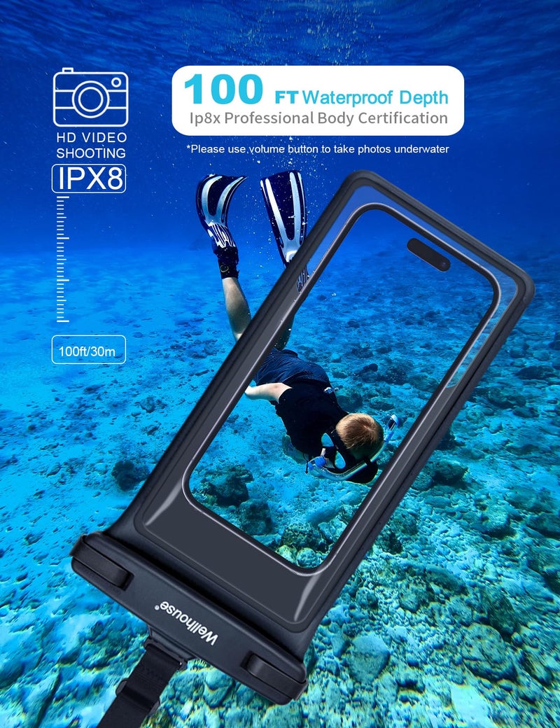 wellhouse Waterproof Phone Pouch, Waterproof Phone Case for iPhone 16 15 14 13 12 Pro Max XS Samsung, IPX8 3D Cellphone Dry Bag Beach Essentials (1 Pack - Olive7.0, 7 inch) - Image 2