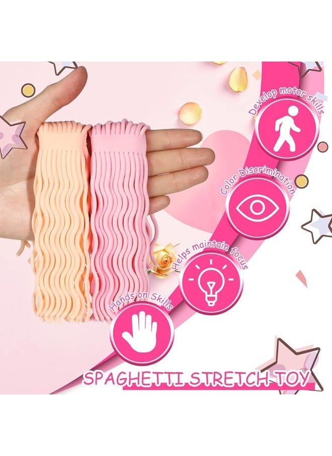 Civaner - Civaner 6 Pieces Ramen Toy Spaghetti Fidget Stretchy String Fidget Toys for Stress Relieve Early Education for Birthday Party Valentines Day Easter Basket StuffingMacaron Color - Image 1
