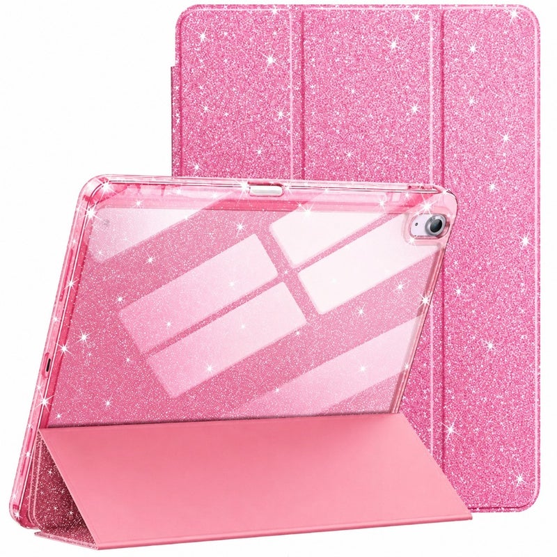 حافظة لامعة لجهاز iPad Air 11 بوصة M4/M3/M2 2026/2025/2024 وiPad Air 5/4 (2022/2020)، غلاف خلفي شفاف لامع مع حامل قلم رصاص، غطاء نحيف لامع للأطفال والفتيات، لمسة نهائية لامعة - Image 1