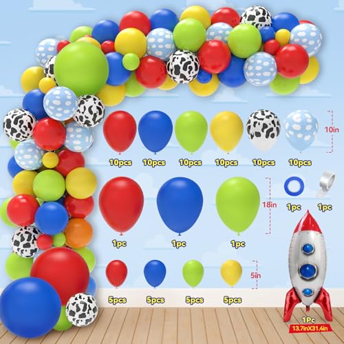 Wakeys Two Infinity and Beyond Birthday Decorations 108 Pcs Toy Inspired Story 2nd Birthday Party Supplies Include Toy Inspired Story Balloon Boxes Banner Balloons Backdrop Cake Topper Tablecloth - Image 5