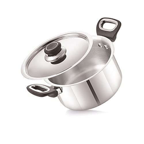 Anjali FPCS14 Stainless Steel Fiesta Pro Casserole with Stainless Steel Lid 14 cm with Induction Base, 900 ml - Image 1