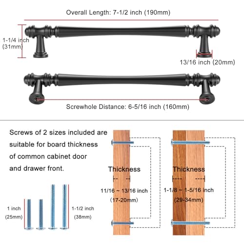 KOOFIZO 10 Pack 6-1/4 Inch Antique Brass Cabinet Pulls Vintage Brass Cabinet Handles Brass Cabinet Hardware P30 for Kitchen Cabinets Drawer Dresser Cupboard Bedroom Bathroom - Image 2