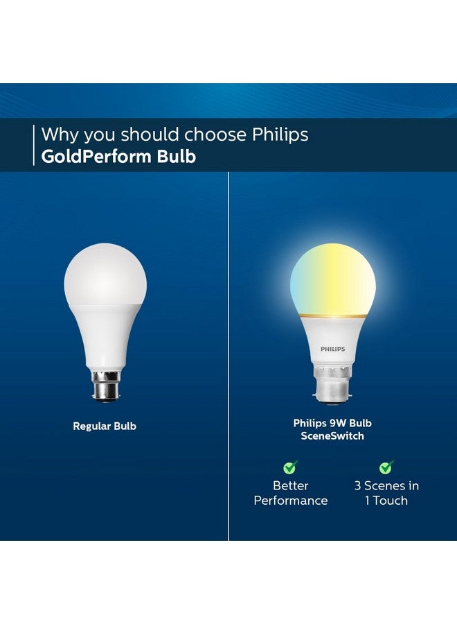 Philips مصباح LED PHILIPS 9W B22 | 3 ألوان في مصباح LED واحد | مصباح تغيير المشهد للمنزل والديكور | اللون: أبيض قابل للتعديل | عبوة من 1 | سلسلة الأداء الذهبي - Image 5