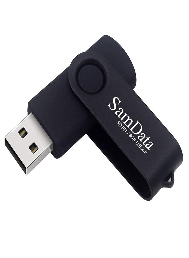 SamData USB Flash Drive 8GB 1 Pack USB 2.0 Thumb Drive Swivel Memory Stick Data Storage Jump Drive Zip Drive Drive with Led Indicator (Black, 8GB-1Pack) - Image 1