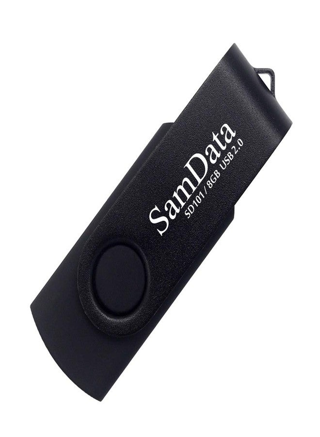SamData USB Flash Drive 8GB 1 Pack USB 2.0 Thumb Drive Swivel Memory Stick Data Storage Jump Drive Zip Drive Drive with Led Indicator (Black, 8GB-1Pack) - Image 2