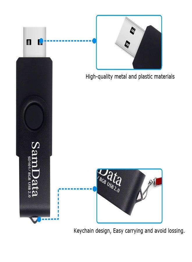 SamData USB Flash Drive 8GB 1 Pack USB 2.0 Thumb Drive Swivel Memory Stick Data Storage Jump Drive Zip Drive Drive with Led Indicator (Black, 8GB-1Pack) - Image 4