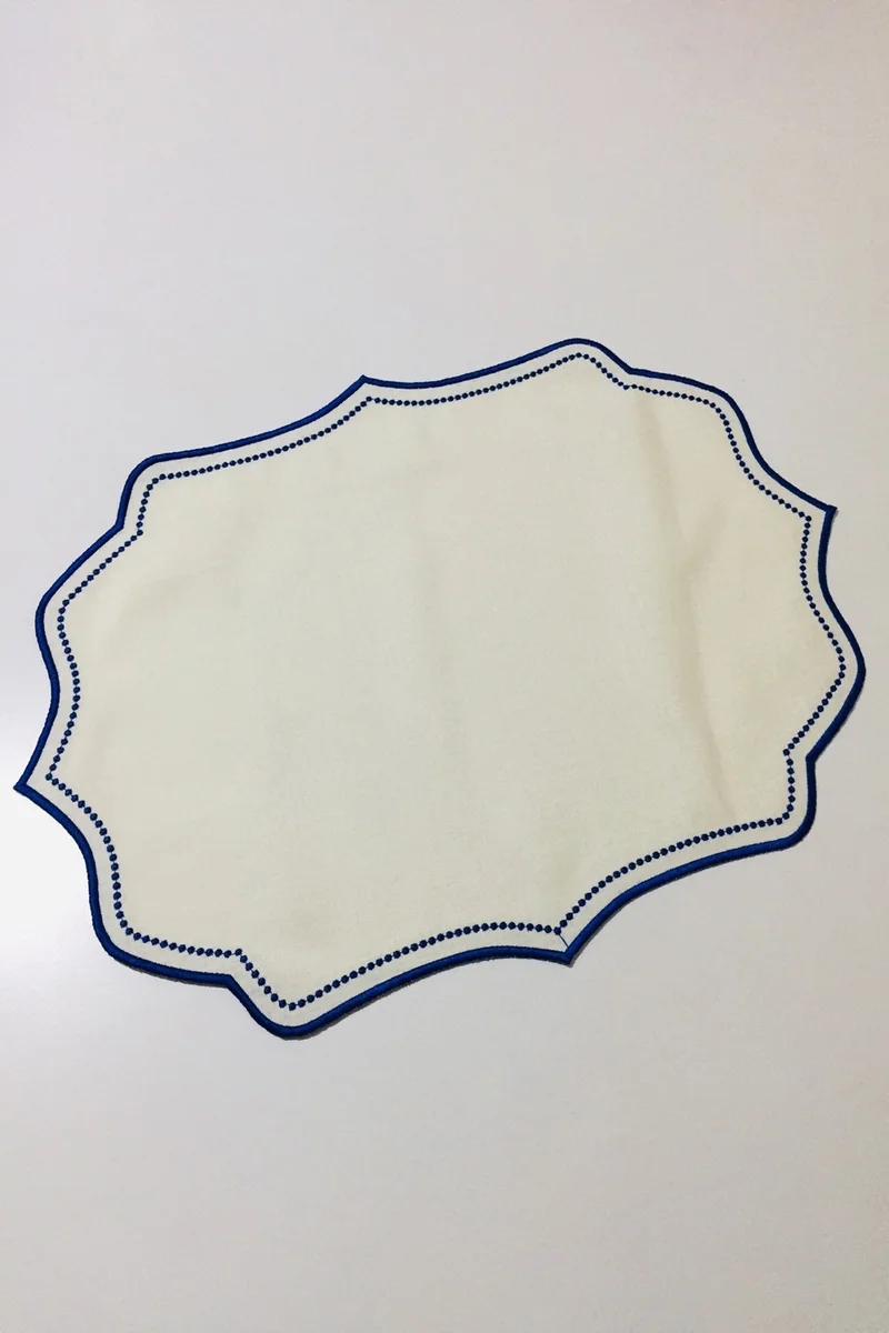 Nisahometeks 6 Pieces Embroidered Linen Placemat - Linen Plate