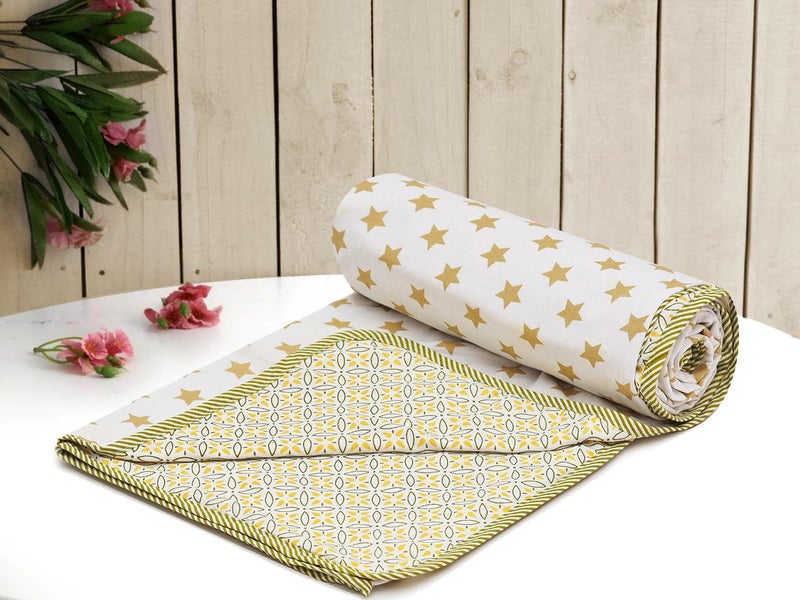 RUSTIC LINEN Super Soft Cotton Reversible Single Dohar 55X87InchesLahariya Fabric EdgingPiping DoharFlannel Dohar Throws for Single BedSoft Lightweight AC Summer Blanket - Image 1