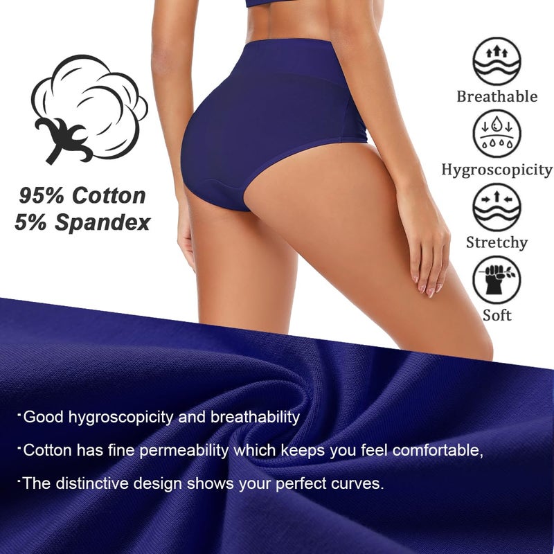 Molasus Women's Soft Cotton Underwear Briefs High Waisted Postpartum Panties Ladies Full Coverage Plus Size Underpants Pack of 5,Medium - Image 2