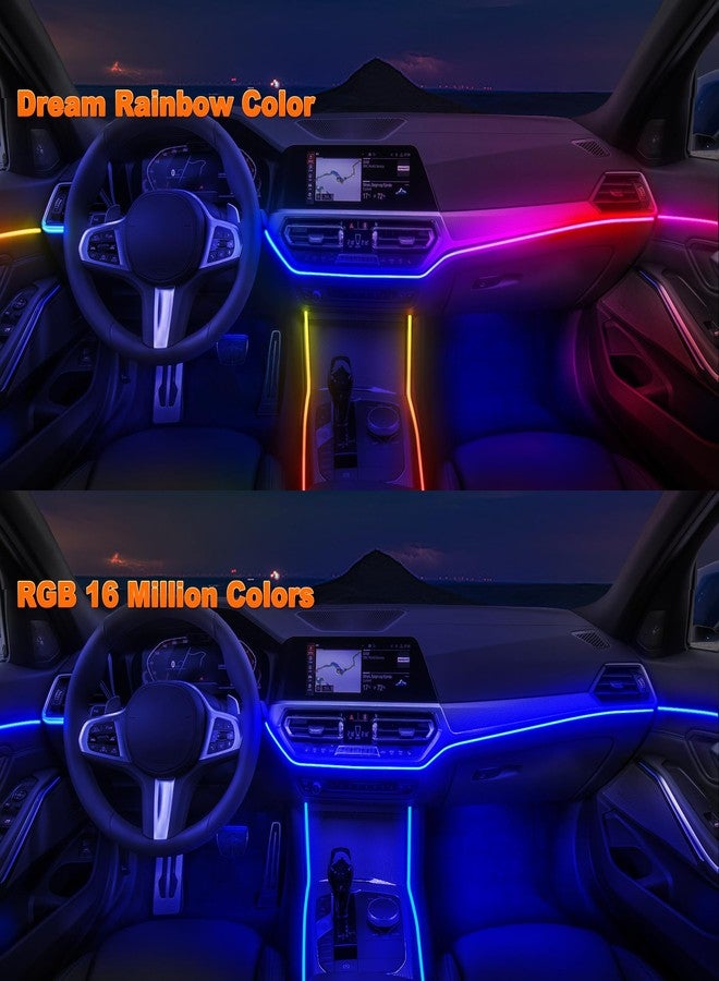 Jushope Car LED Strip Lights, Interior Acrylic LED Lights for Car with Dynamic Rainbow Dream Color Chasing, Ambient Lighting Kits Music Sync (8 in 1(6 * 29.5+43.3+14.5 inches)) - Image 3
