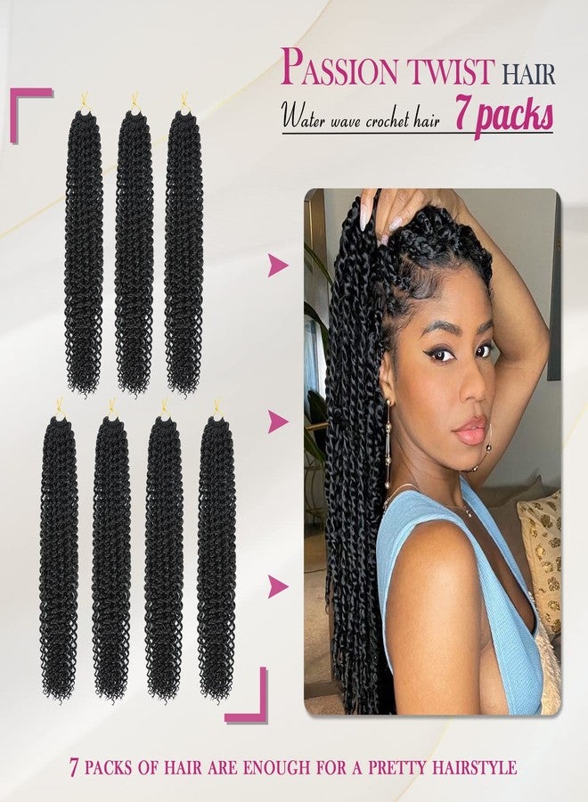 Dansama 7 Packs Passion Twist Hair Water Wave Braiding Hair for Butterfly Style Crochet Braids Bohemian Hair Extensions (22inch (Pack of 7), #1B) - Image 2