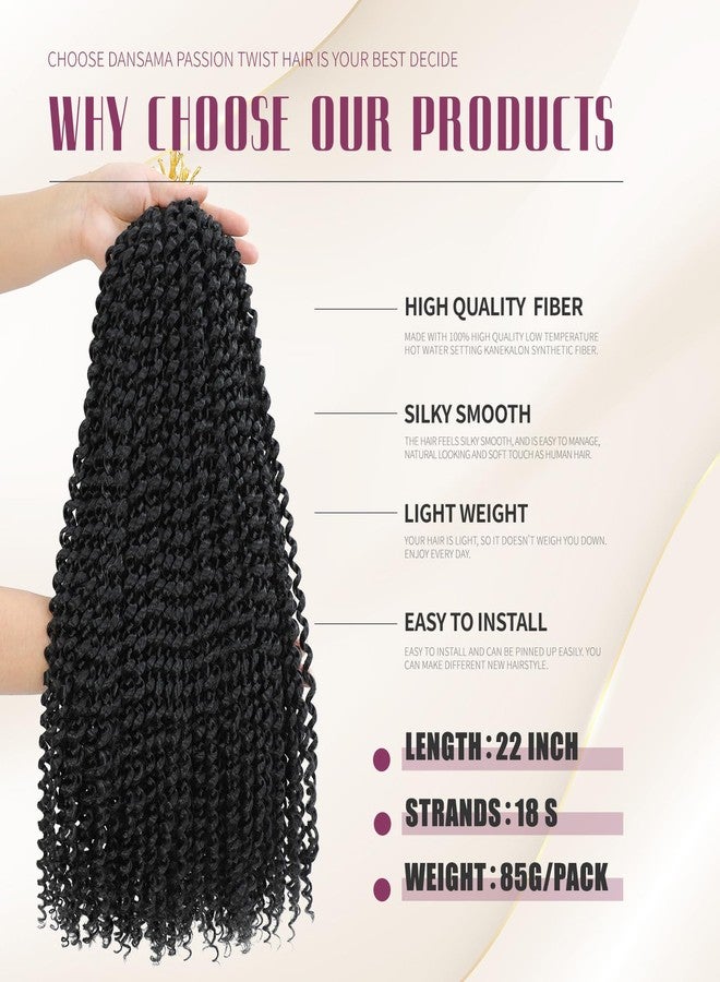 Dansama 7 Packs Passion Twist Hair Water Wave Braiding Hair for Butterfly Style Crochet Braids Bohemian Hair Extensions (22inch (Pack of 7), #1B) - Image 3