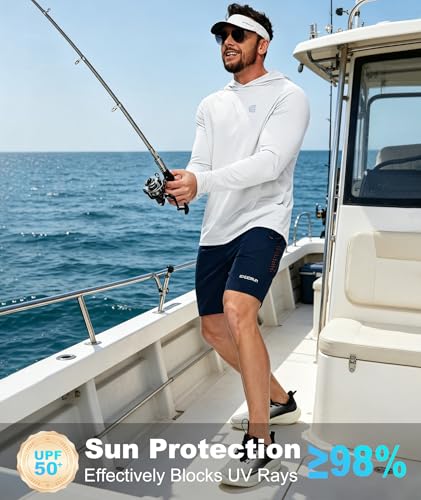 ZITY Fishing Shirts for Men UPF 50 Sun Protection Hoodie Long Sleeve Rash Guard Lightweight Quick Dry UV Shirt White - Image 3