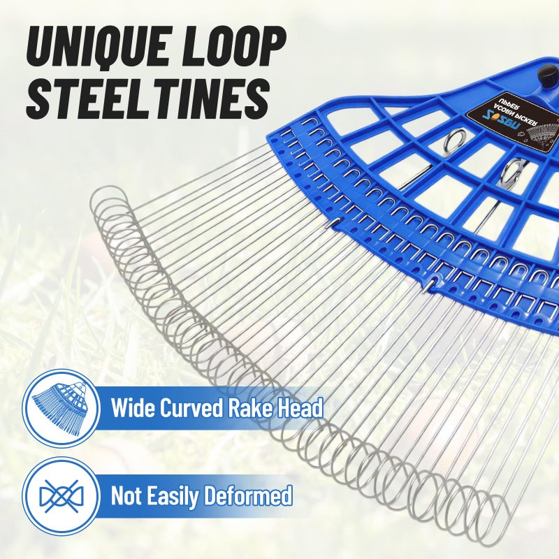 Zozen Acorn Gatherer, Acorn Pile Up Tool for Fast Lawn Cleanup, Loop Steel Tines with Flexible Spring Head & Adjustable Long Handle for Yard & Garden - Image 3