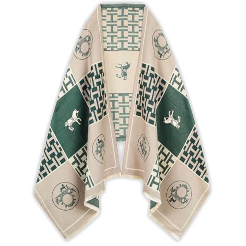 EXTREE Scarfs for Women Pashmina Silky Shawl Wrap for Evening Dressing Blanket Open Front Poncho Cape - Image 1