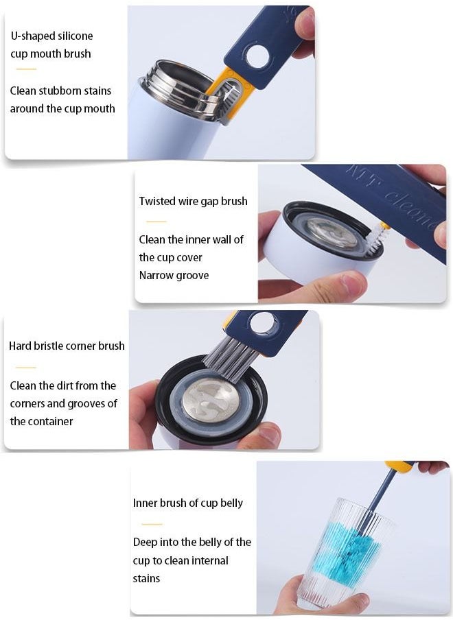 WP - Innovative 4-in-1 Cup Brush with Extendable Handle: Ideal for Cleaning Cups, Bottle Nipples, Thermos Lids, and More  Gray - Image 1