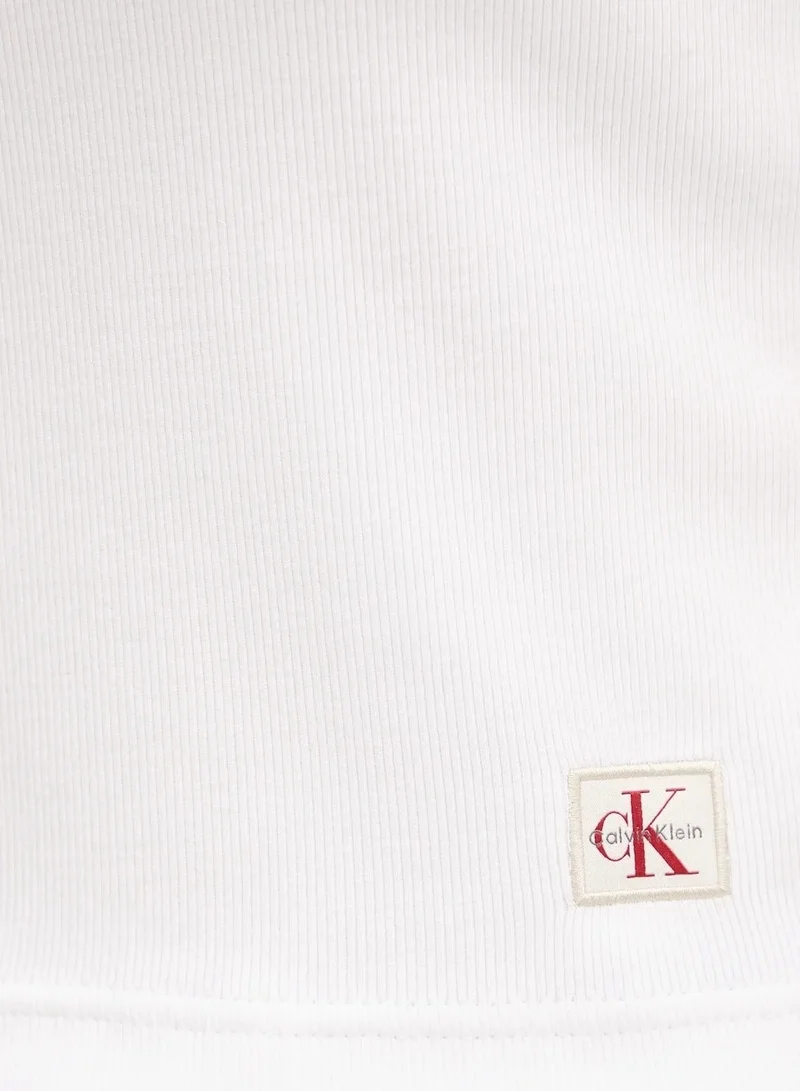 Calvin Klein Jeans  Slim Ribbed Cotton V-neck T-shirt for Women | Best Price UAE