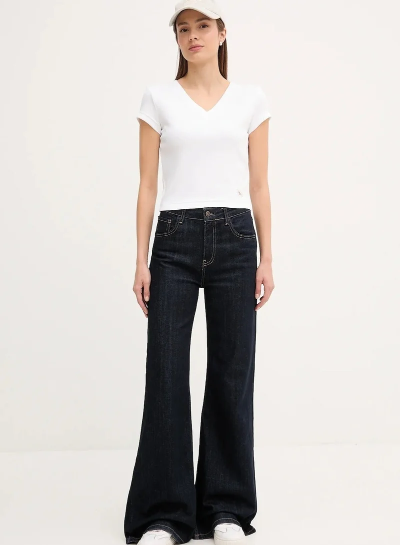 Slim Ribbed Cotton V-neck T-shirt
