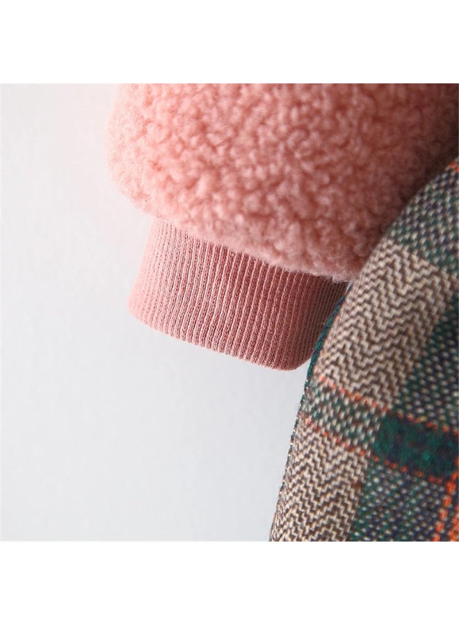 MiniMe Baby Girls’ Sherpa Fleece Top & Plaid Skirt Winter Set with Piggy Bag | 18‑24 Months | Blush Pink & Dark Plaid | Warm, Cozy & Machine Washable | Perfect for Photos, Birthdays & Holiday Outings - Image 4