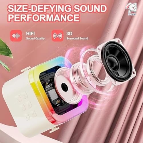 Storio Rechargeable Karaoke Mic with Speaker for Singing | Wireless Bluetooth Microphone with LED Lights | Portable Music Mic for Kids Boys Girls & Adults | Musical Toy & Birthday Gift - Rectangular - Image 3
