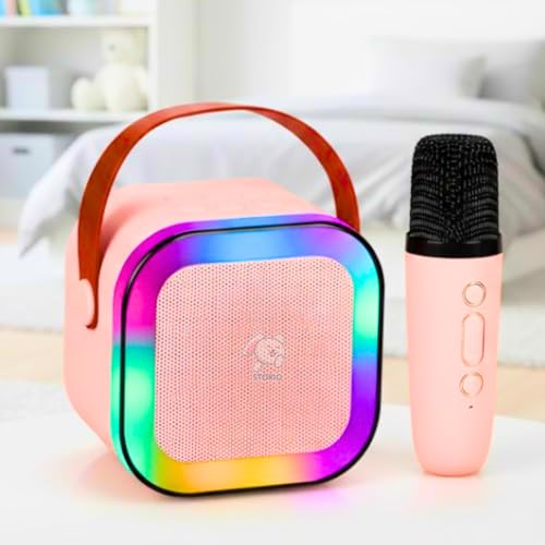 Storio Rechargeable Karaoke Mic with Speaker for Singing | Wireless Bluetooth Microphone with LED Lights | Portable Music Mic for Kids Boys Girls & Adults | Musical Toy & Birthday Gift - Rectangular - Image 1