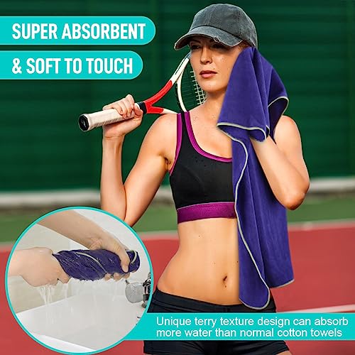 SINLAND Microfiber Gym Towels Sports Fitness Workout Sweat Towel Super Soft and Absorbent 3 Pack 16 Inch X 32 Inch - Image 4
