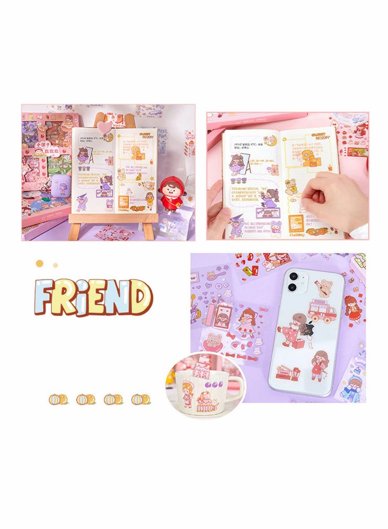 Excefore Cute Stickers Set, 100 Sheets 600+ Small Pieces Kawaii PET Transparent Cartoon Decorative Scrapbooking Supplies for Bullet Journaling Junk Journal Diary Planner Album Notebook Card Making DIY Arts - Image 4