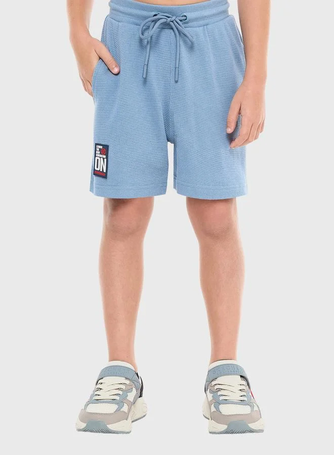 victor and jane Victor And Jane Boys Blue Textured Oversized T-Shirt and Shorts Set