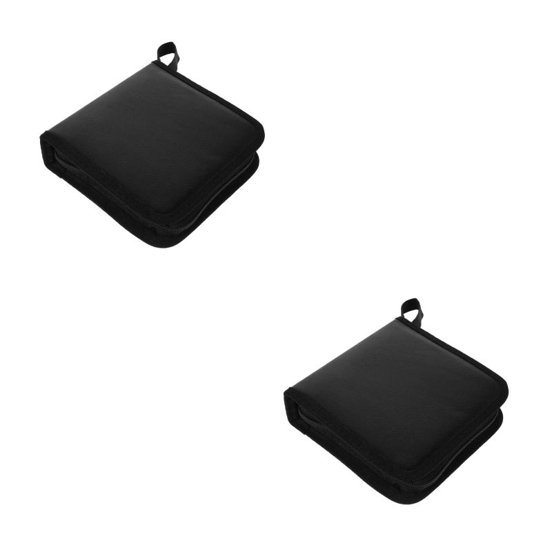 2pcs Pu Disc Storage Bag For Cd And Dvd 40 Capacity Cd Holder Organizer For Game Discs Convenient Travel Carrying Bag For Music And Games - Image 1