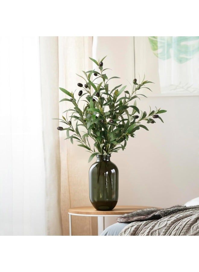 3PCS Faux Olive Branches, 23.6 Inch Artificial Olive Tree Stems, Green Leaves for Vase & Home Decor - Image 2