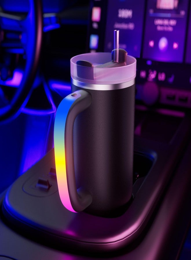 Arctiiro LED Replacement Handle for Stanley Tumbler [40oz/30oz] - Anti-Slip RGB Color Changing Handle for Car Travel, Stanley Cup Accessories Black, Ideal Gift for Women/Men - Image 1