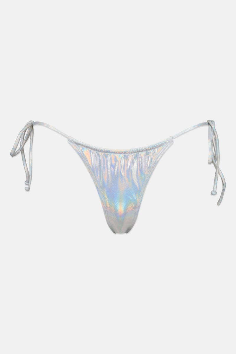 Bershka Women Solid Bikini Bottom, Silver - Image 2