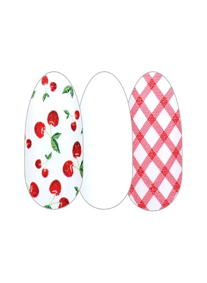 Color Street Cherry-Picked - Color Street Nail Strips (Fruit Punch 2021) Red Cherries & Gingham Pattern Design FDC287 - Image 1
