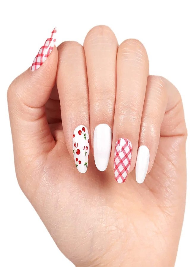 Color Street Cherry-Picked - Color Street Nail Strips (Fruit Punch 2021) Red Cherries & Gingham Pattern Design FDC287 - Image 3