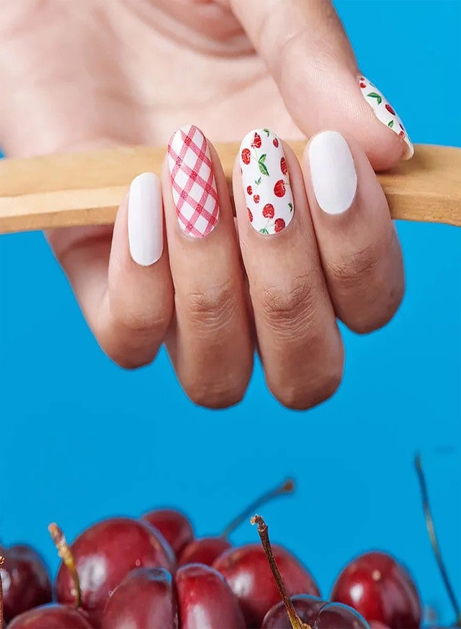 Color Street Cherry-Picked - Color Street Nail Strips (Fruit Punch 2021) Red Cherries & Gingham Pattern Design FDC287 - Image 5