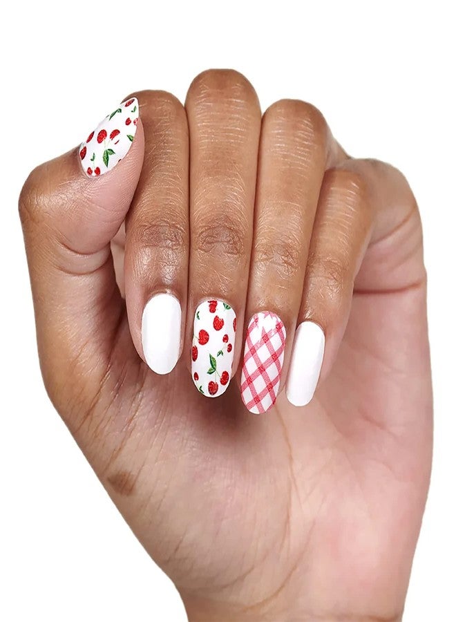 Color Street Cherry-Picked - Color Street Nail Strips (Fruit Punch 2021) Red Cherries & Gingham Pattern Design FDC287 - Image 4